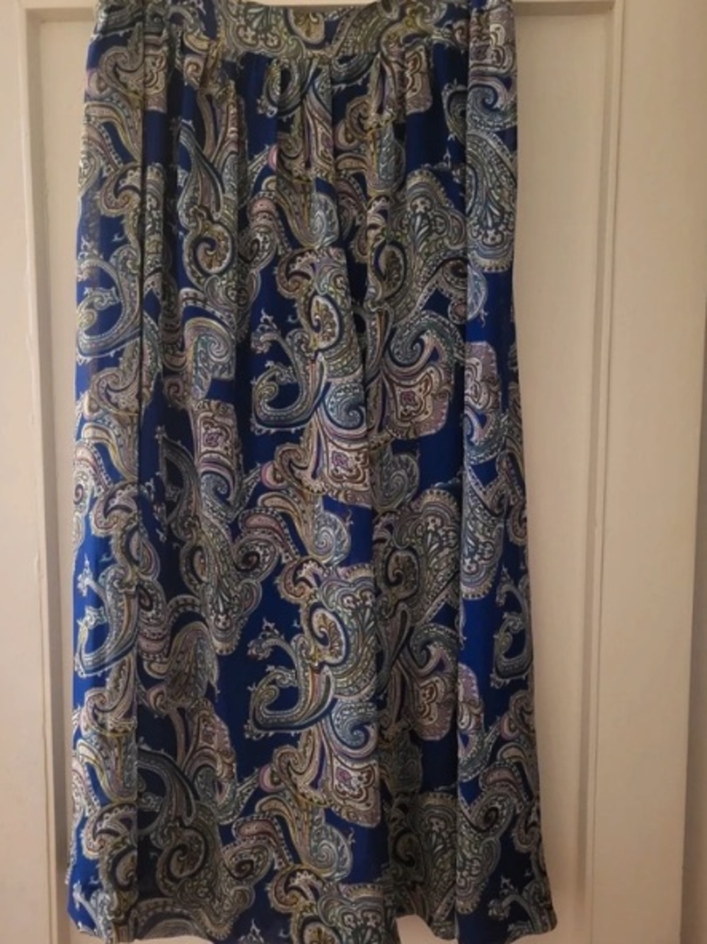 Blue Paisley Maxi Skirt - Elegant Flowing Silhouette